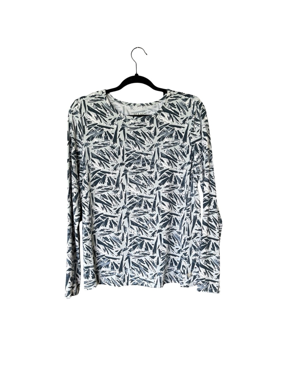Hang Ten Women’s Long Sleeve Performance Shirt Blue Gray Print Size Large